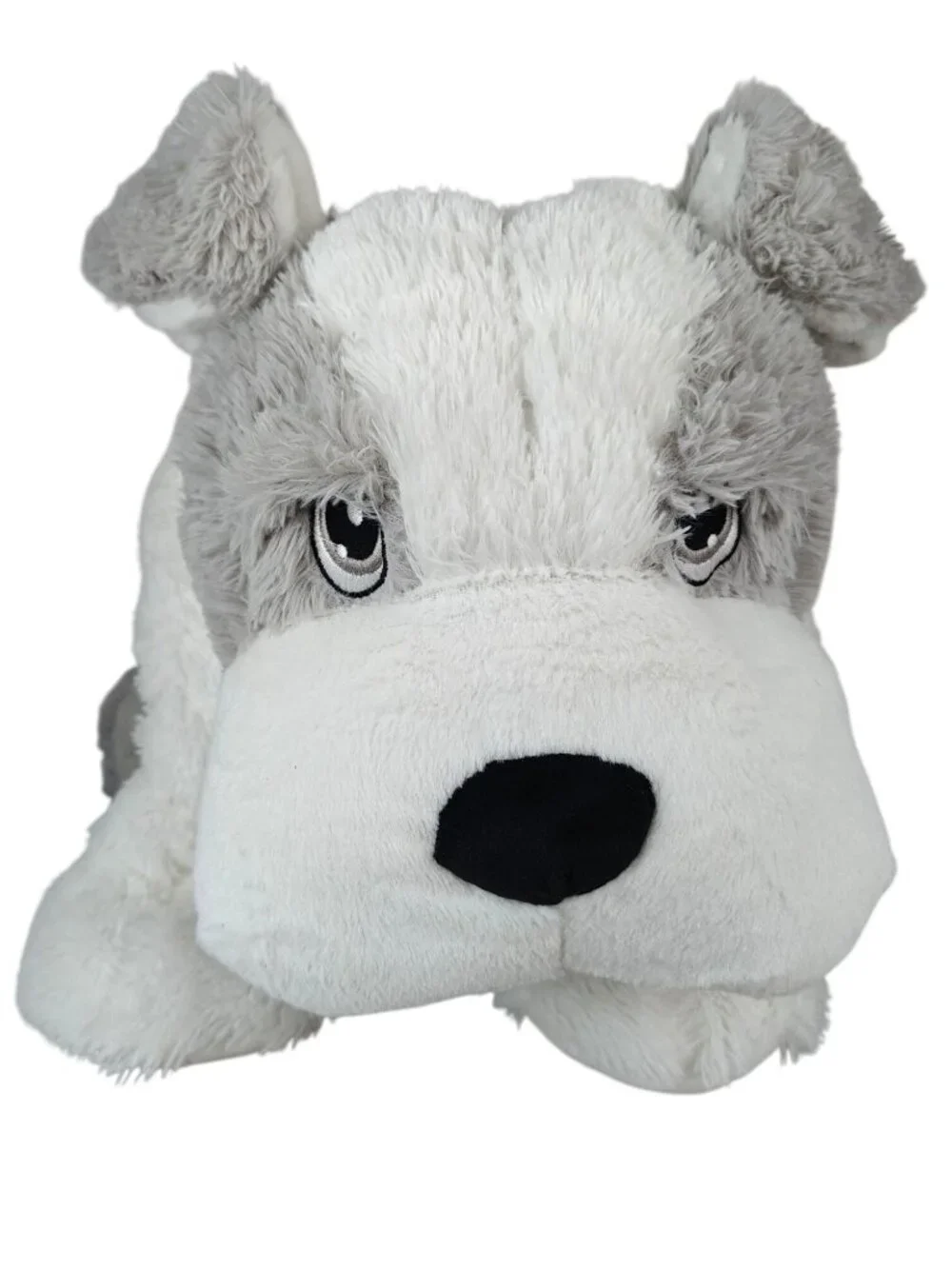 Kellytoy Pillow Chums Large Bulldog Plush Toy Pillow Combo Gray/White 32